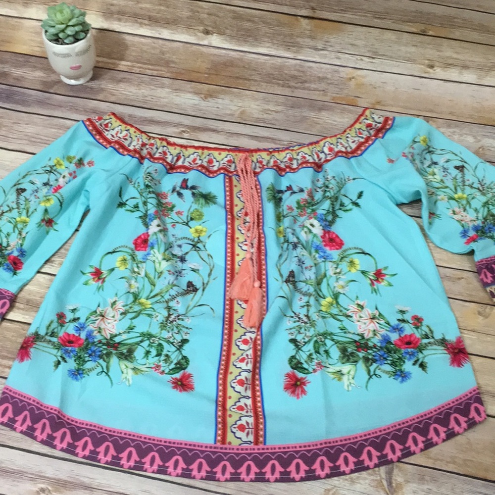 NWT Umgee Boho off the shoulder top - Picture 4 of 7
